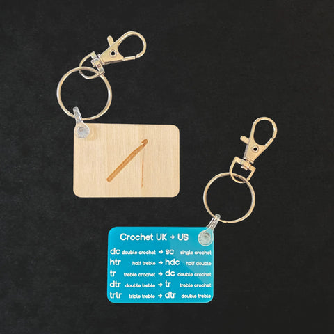 Crochet UK -> US reminder key ring