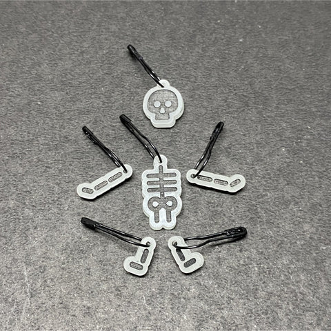 Glow in the dark skeleton stitch markers